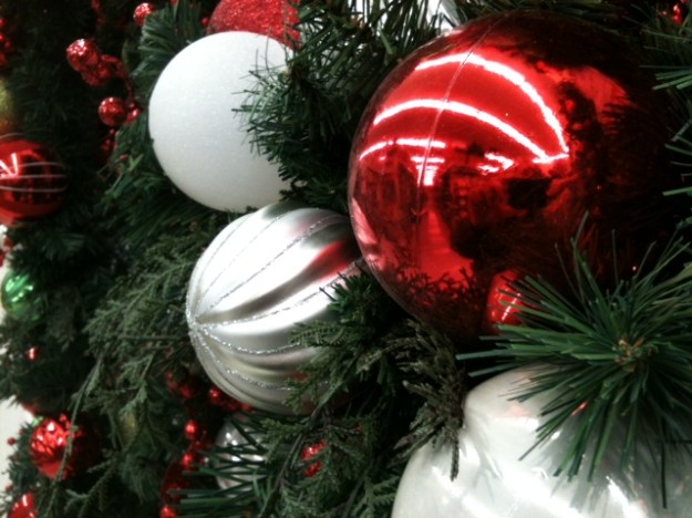 red and white ornaments