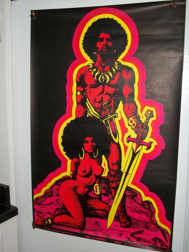 afro warrior blacklight poster